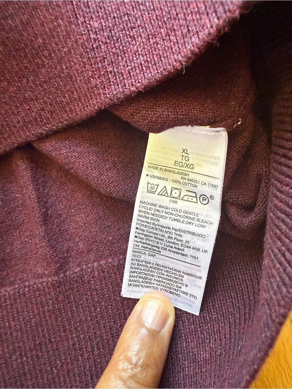 GAP Burgundy Navy Stripe Crewneck Sweater XL 100% Cotton Classic Men’s